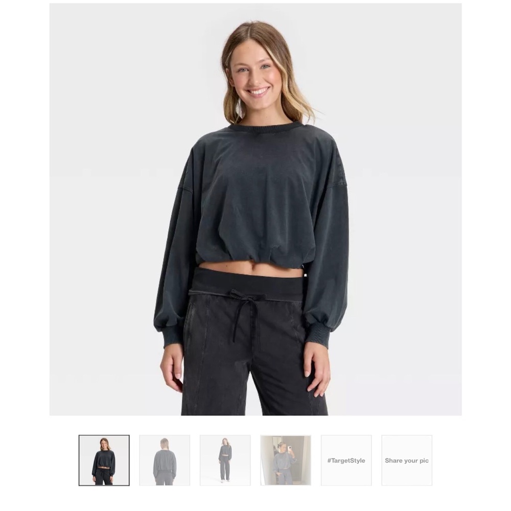 JoyLab Charcoal Cropped Sweatshirt